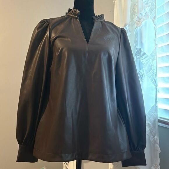 NWT Crown & Ivy Brown Boxy Blouse - Picture 1 of 9